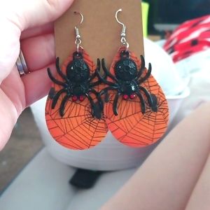 Halloween spider earrings stainless steel surgical post